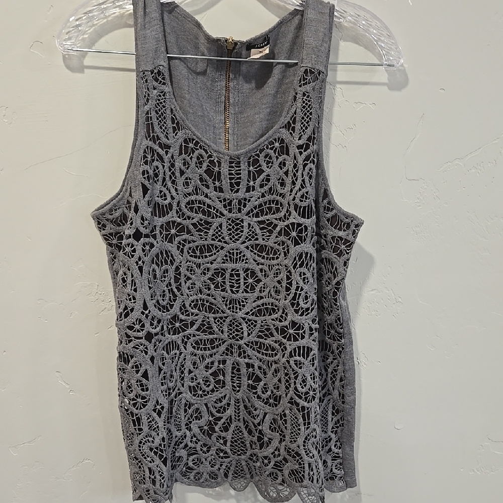 Elegant Gray Lace Tank Top